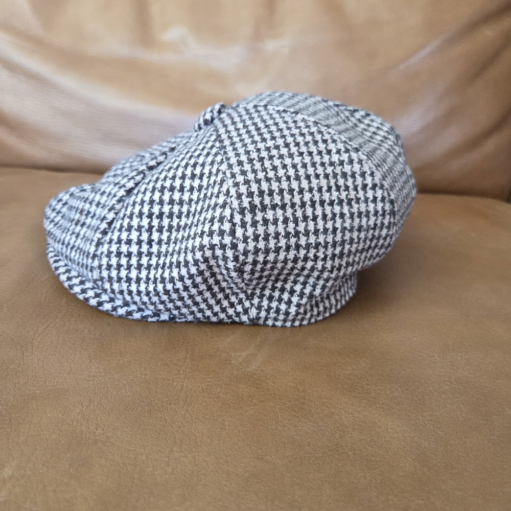 Infant Brown And Beige Houndstooth Newsboy Cap